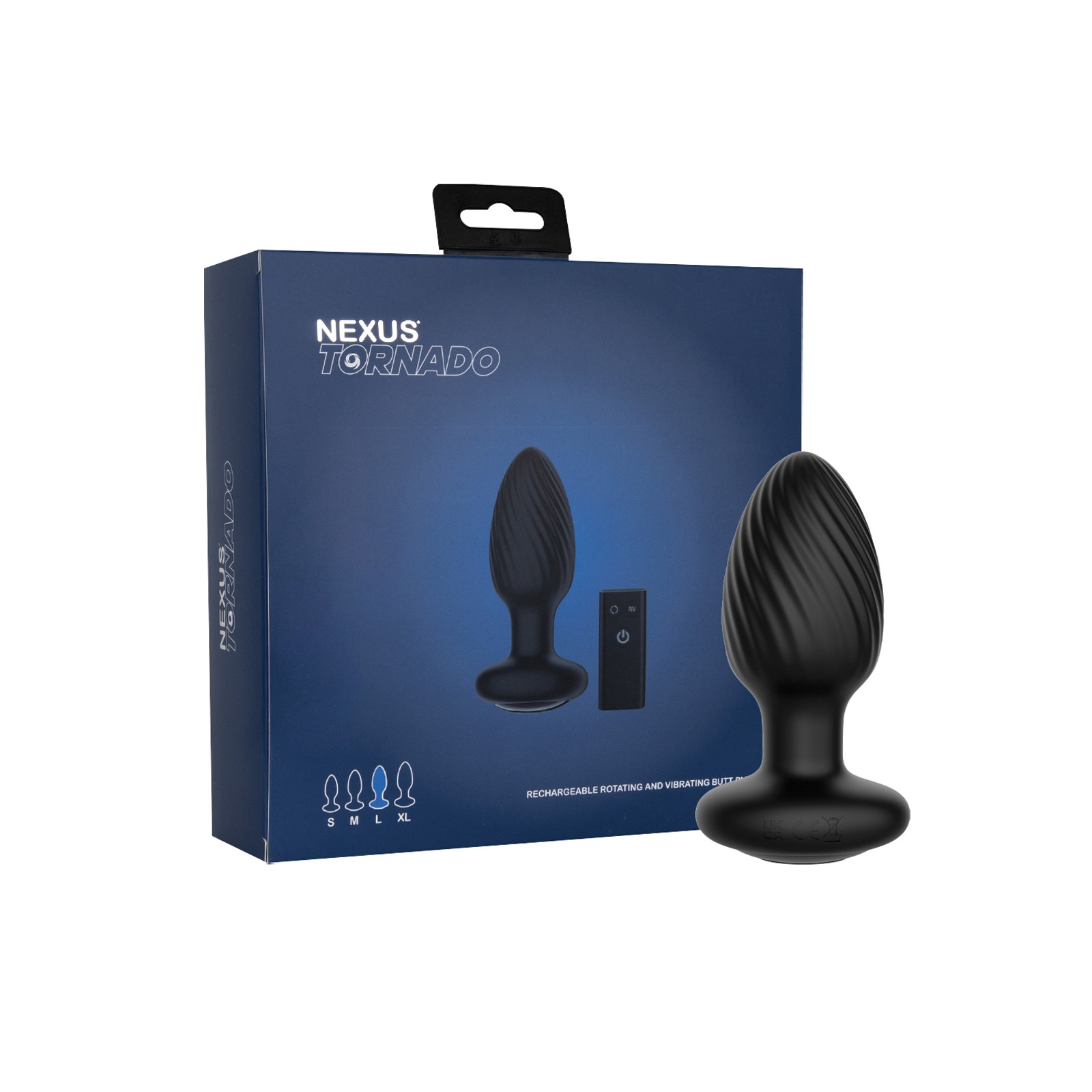 Nexus Tornado Rotating Vibrating Butt Plug Remote Black