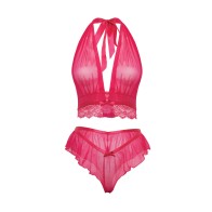 Conjunto de Maylah de Malla y Encaje con Halter 2 pcs - Rosa L/XL