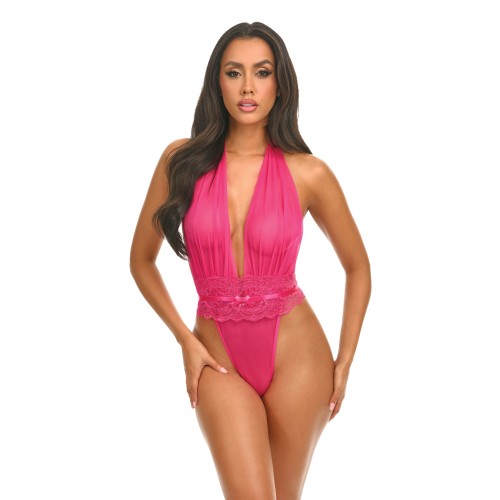 Teddy Halter de Encaje y Malla Maylah - Rosa L/XL