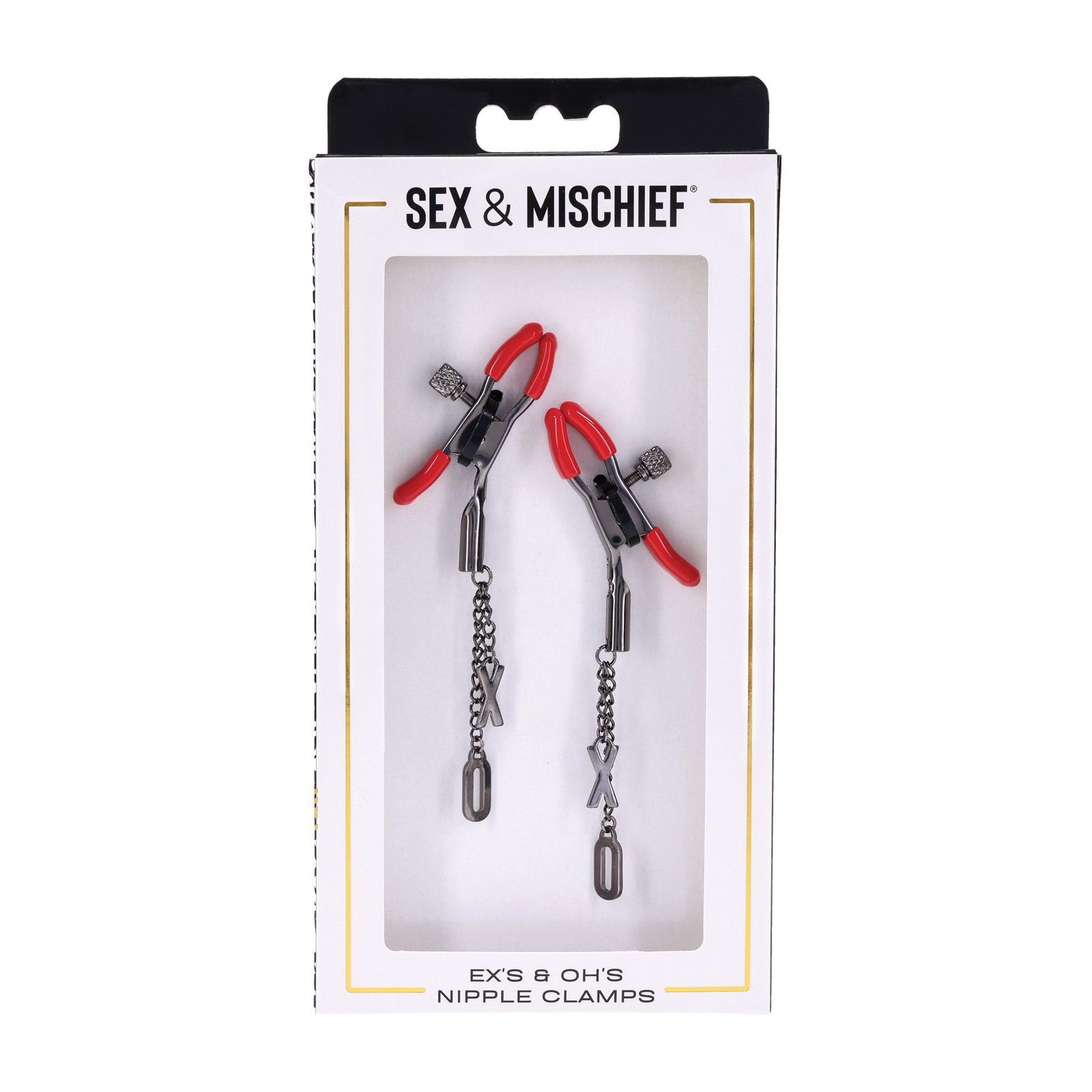 Sex & Mischief Ex's & Oh's Pinzas para Pezones Rojo Negro