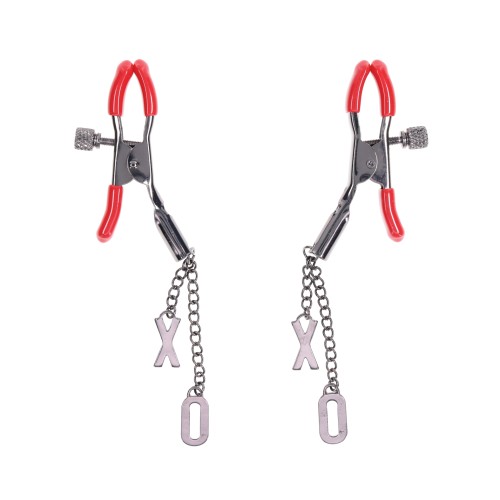 Sex and Mischief Ex's and Oh's Nipple Clamps Red Black