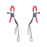 Sex and Mischief Ex's and Oh's Nipple Clamps Red Black