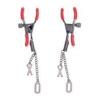 Sex and Mischief Ex's and Oh's Nipple Clamps Red Black