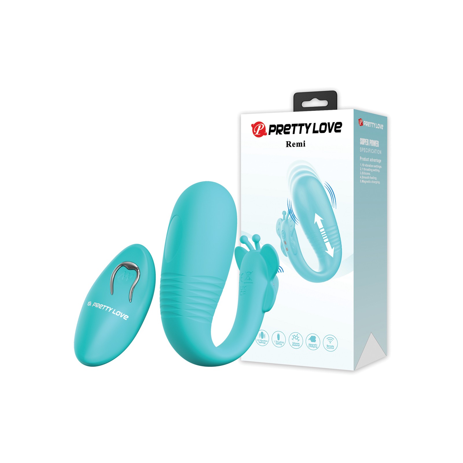 Vibrador Remi de Amor Bonito con Movimiento de Empuje - Aqua