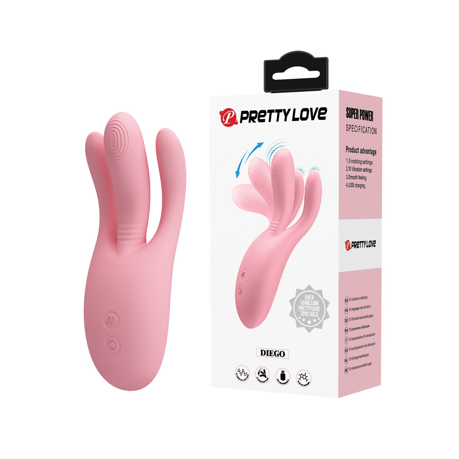 Pretty Love Diego Nodding Vibrator - Pink