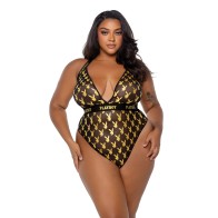 Playboy Bunny Gold Foil Halter Teddy for Bold Elegance