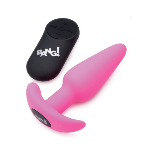 Bang! 21X Vibrating Silicone Butt Plug w/Remote - Pink