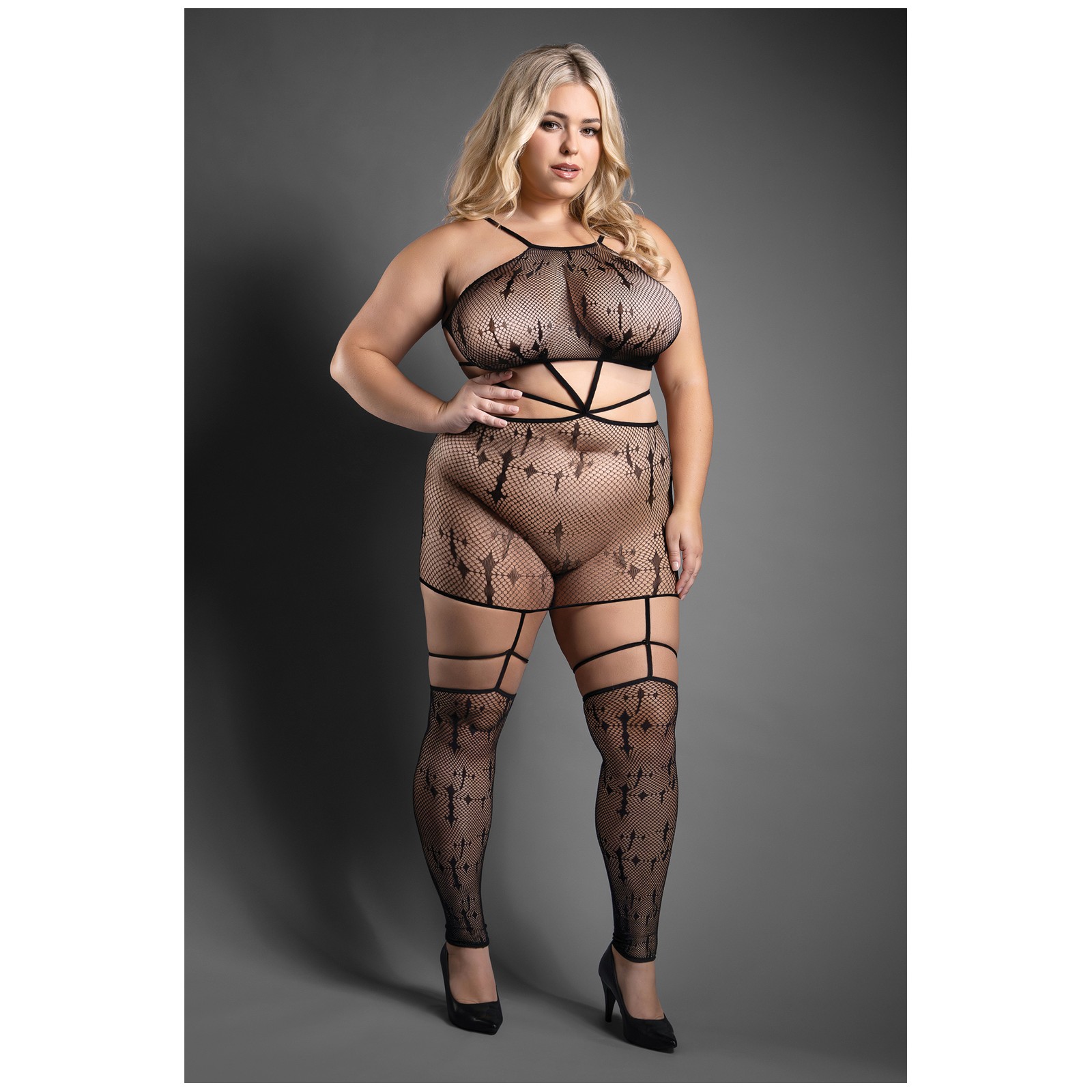 Sheer Unholy Gartered Bodystocking for Allure