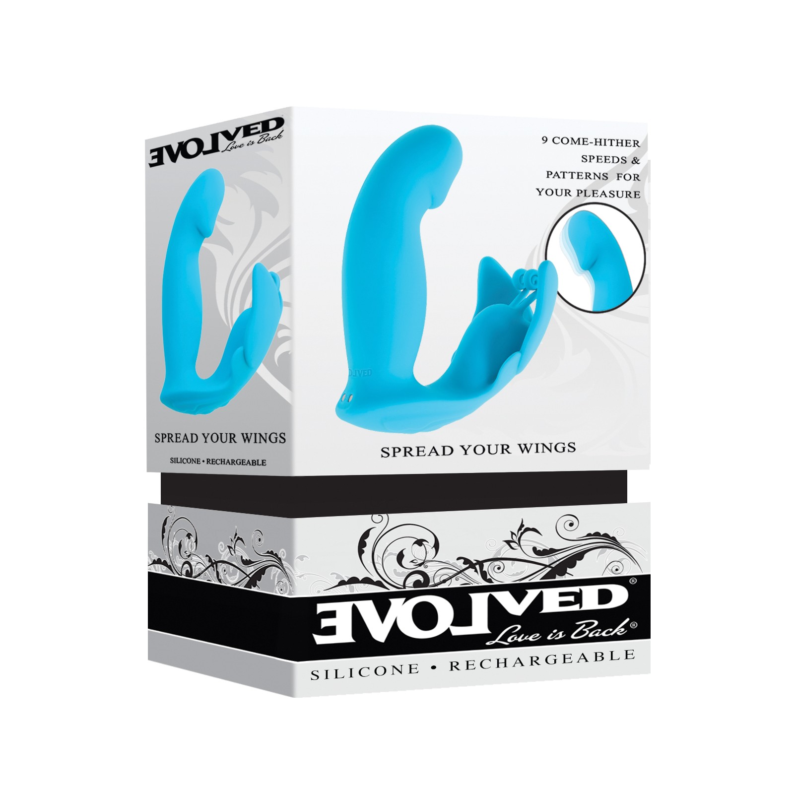 Evolved Spread Your Wings Rabbit Vibrator - Blue