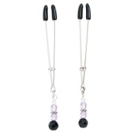 Spartacus Adjustable Nipple Clamps with Purple Beads