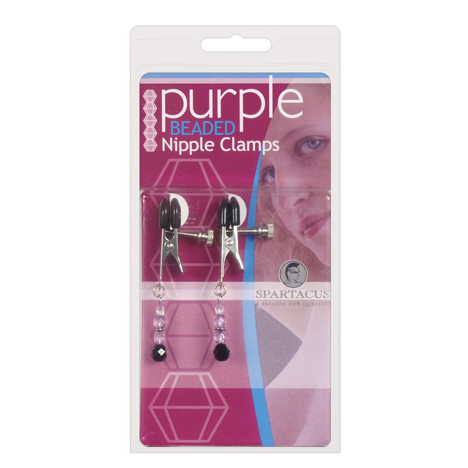 Spartacus Adjustable Nipple Clamps - Purple Beads