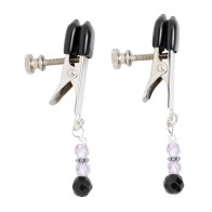 Spartacus Adjustable Nipple Clamps - Purple Beads