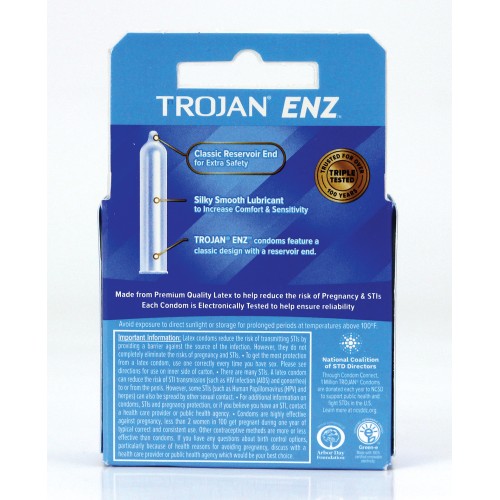 Condones Lubricados Trojan Enz Caja de 3