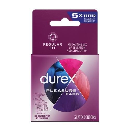 Paquete de Condones Durex Pleasure - Caja de 3