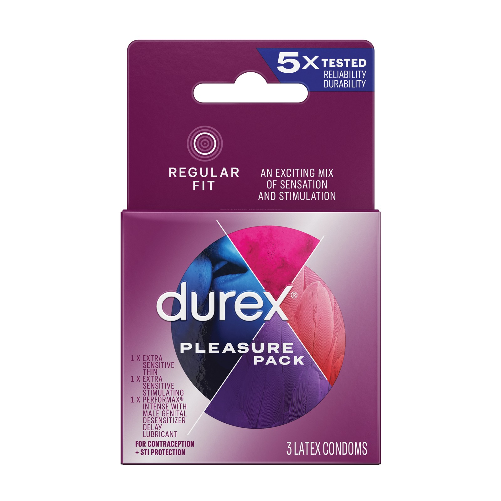 Durex Condom Pleasure Pack Box of 3