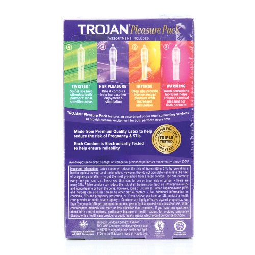 Trojan Pleasure Condoms Assorted Pack of 12