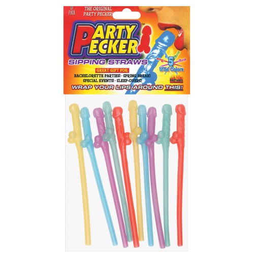 Party Pecker Straws Pack of 10 Assorted Colors