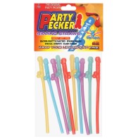 Party Pecker Straws Pack of 10 Assorted Colors