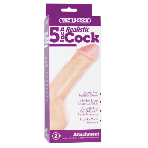 Accesorio de Pene Realista Vac-U-Lock de 5" Blanco