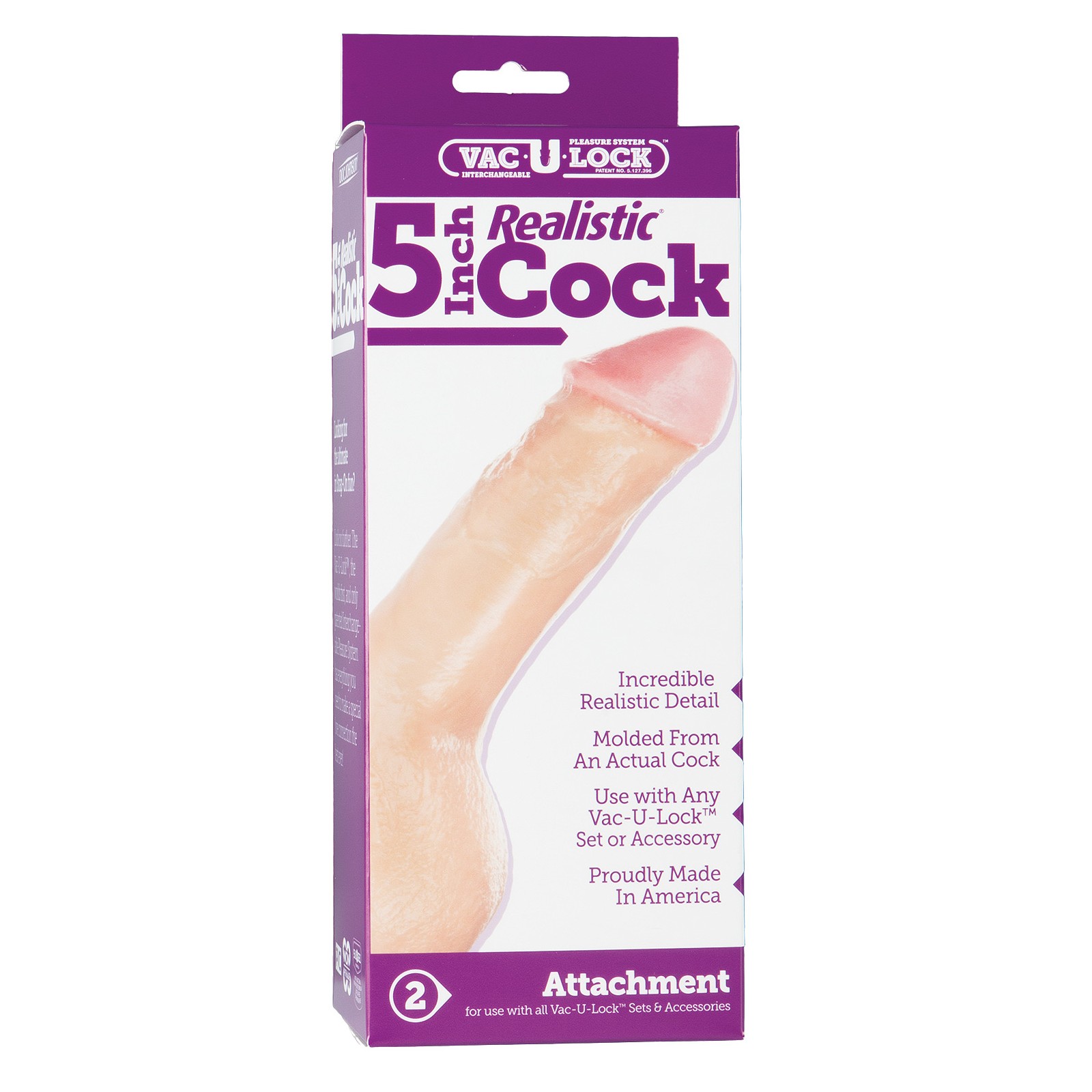 Accesorio de Pene Realista Vac-U-Lock de 5" Blanco