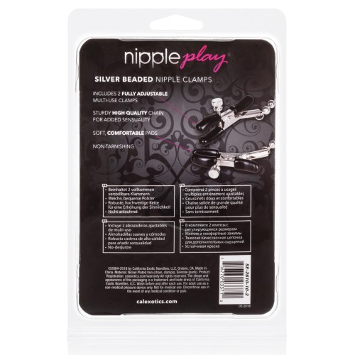 Nipple Play Silver Beaded Nipple Clamps - Pleasure Accessory