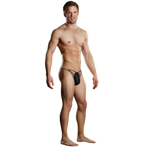 G-String Male Power con Correas y Anillos en Negro