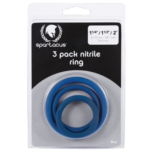 Juego de Anillos para el Pene Spartacus de Nitrilo - Azul Paquete de 3