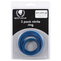 Juego de Anillos para el Pene Spartacus de Nitrilo - Azul Paquete de 3