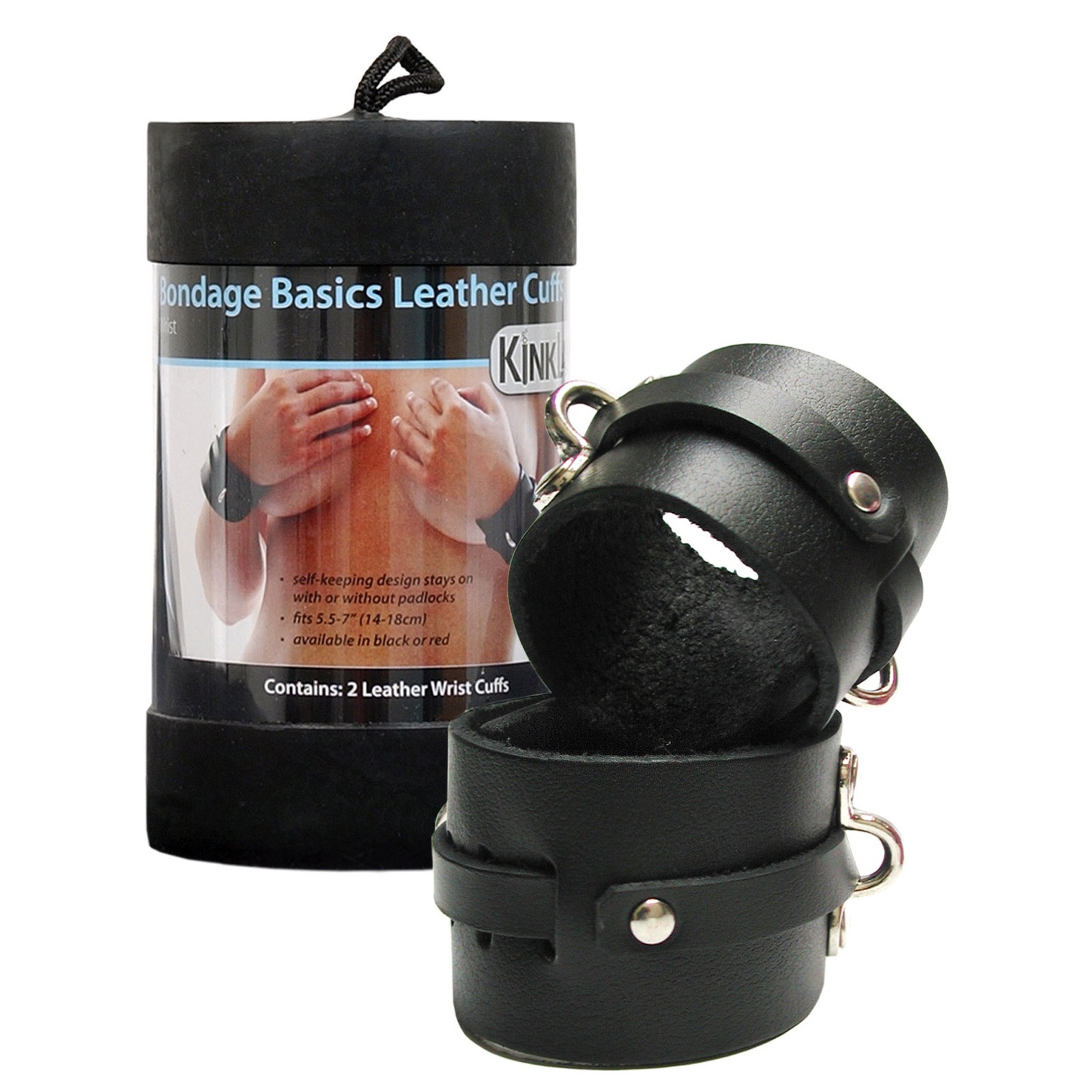 KinkLab Leather Wrist Cuffs - Black