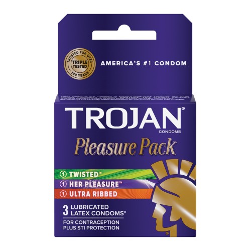 Condones Trojan Pleasure Pack Caja de 3