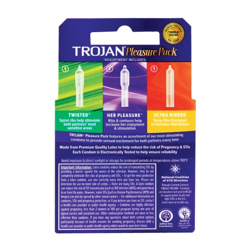 Condones Trojan Pleasure Pack Caja de 3