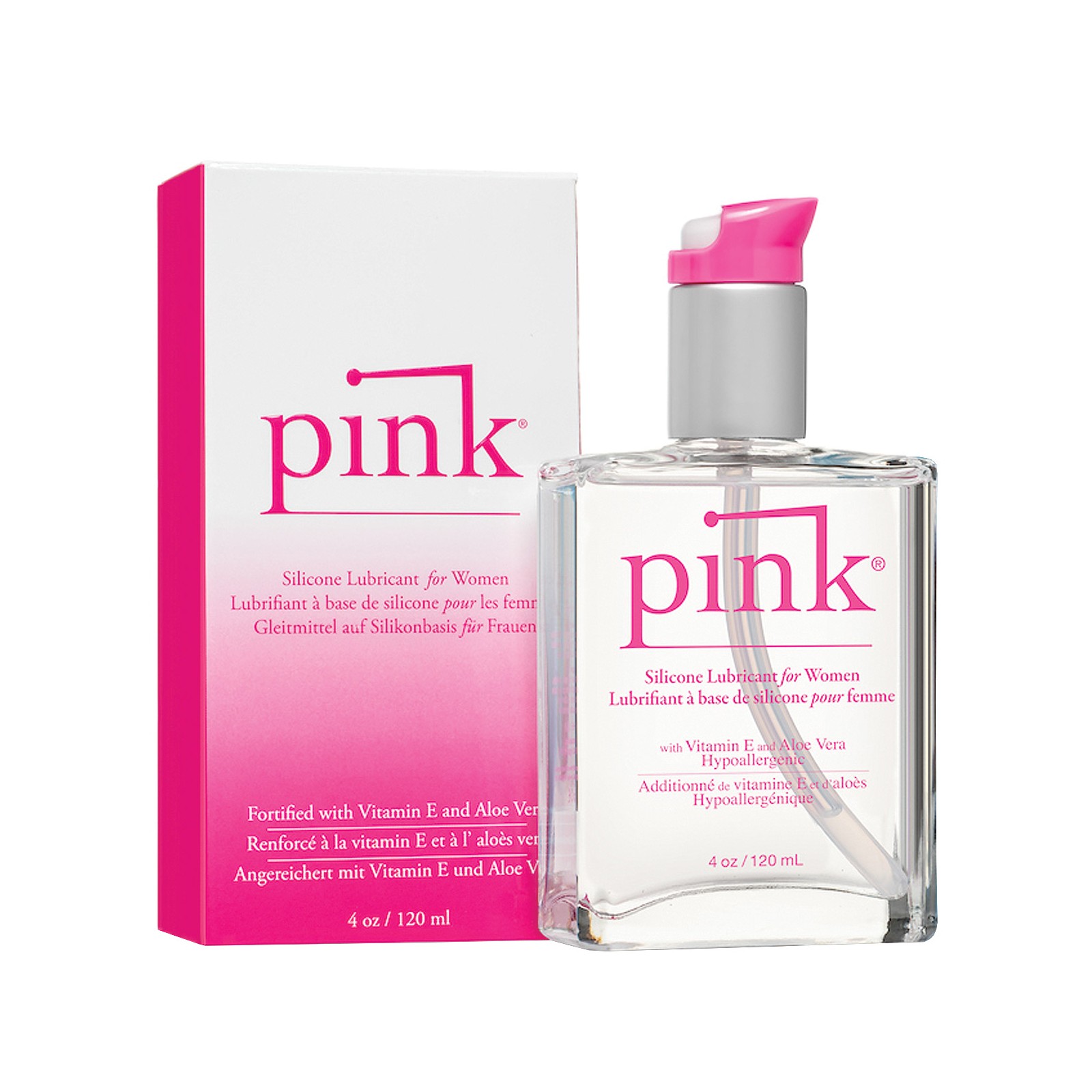 Lubricante de Silicona Rosa Botella de Vidrio 4 oz