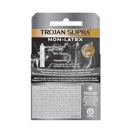 Trojan Supra Ultra-Thin Polyurethane Condoms Pack of 3