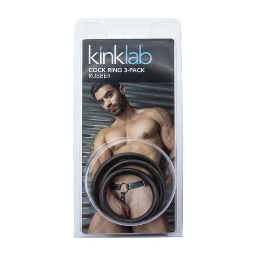 KinkLab Rubber Cock Ring Pack of 3