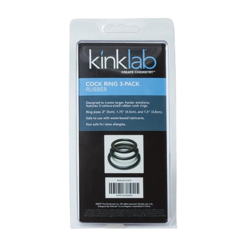 KinkLab Anillo para Pene de Caucho Paquete de 3