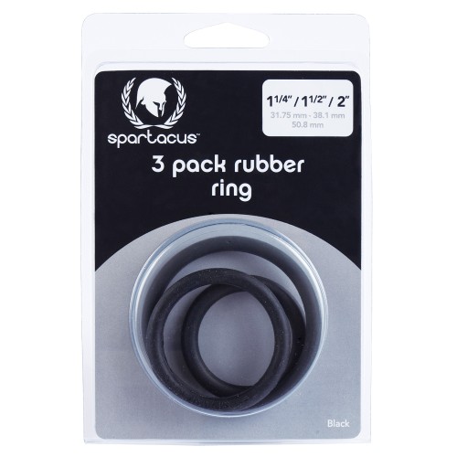 Spartacus Rubber Cock Ring Set Pack of 3