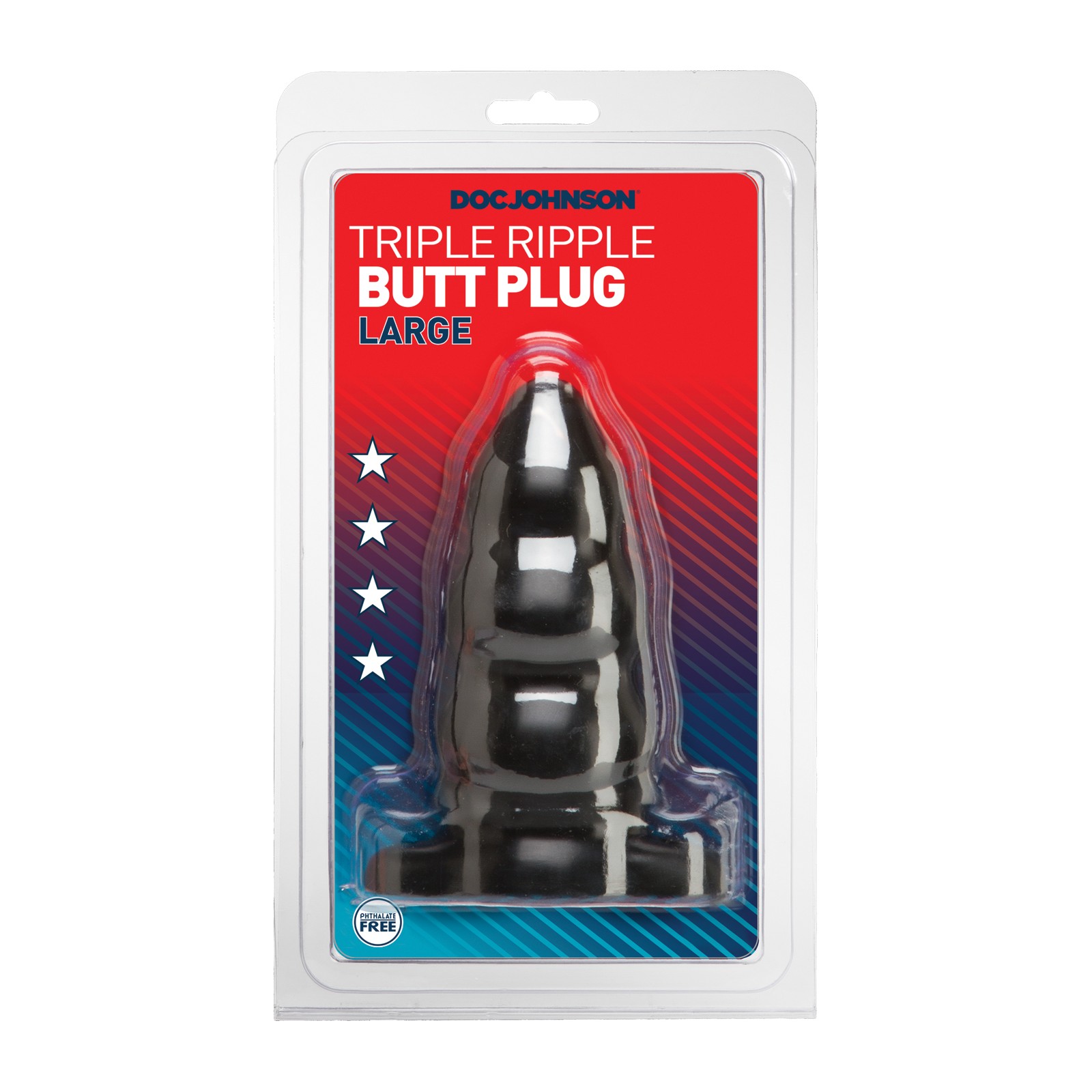 Triple Ripple Butt Plug Large Black