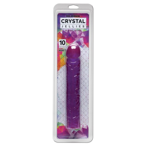 Dildo Clásico Morado Crystal Jellies de 10 Pulgadas