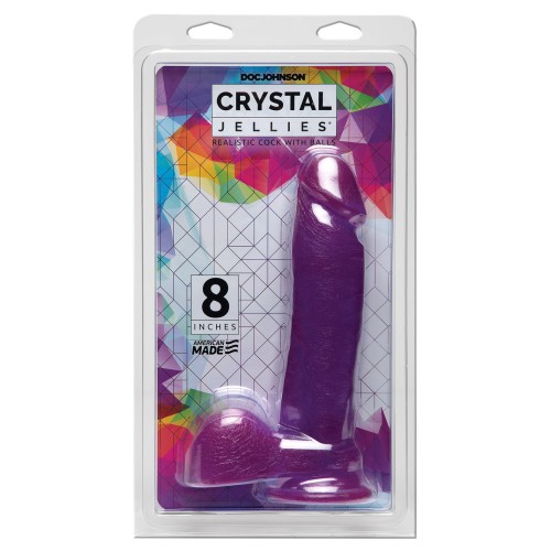 Cock Crystal Jellies de 8 Pulgadas con Bolas Púrpura