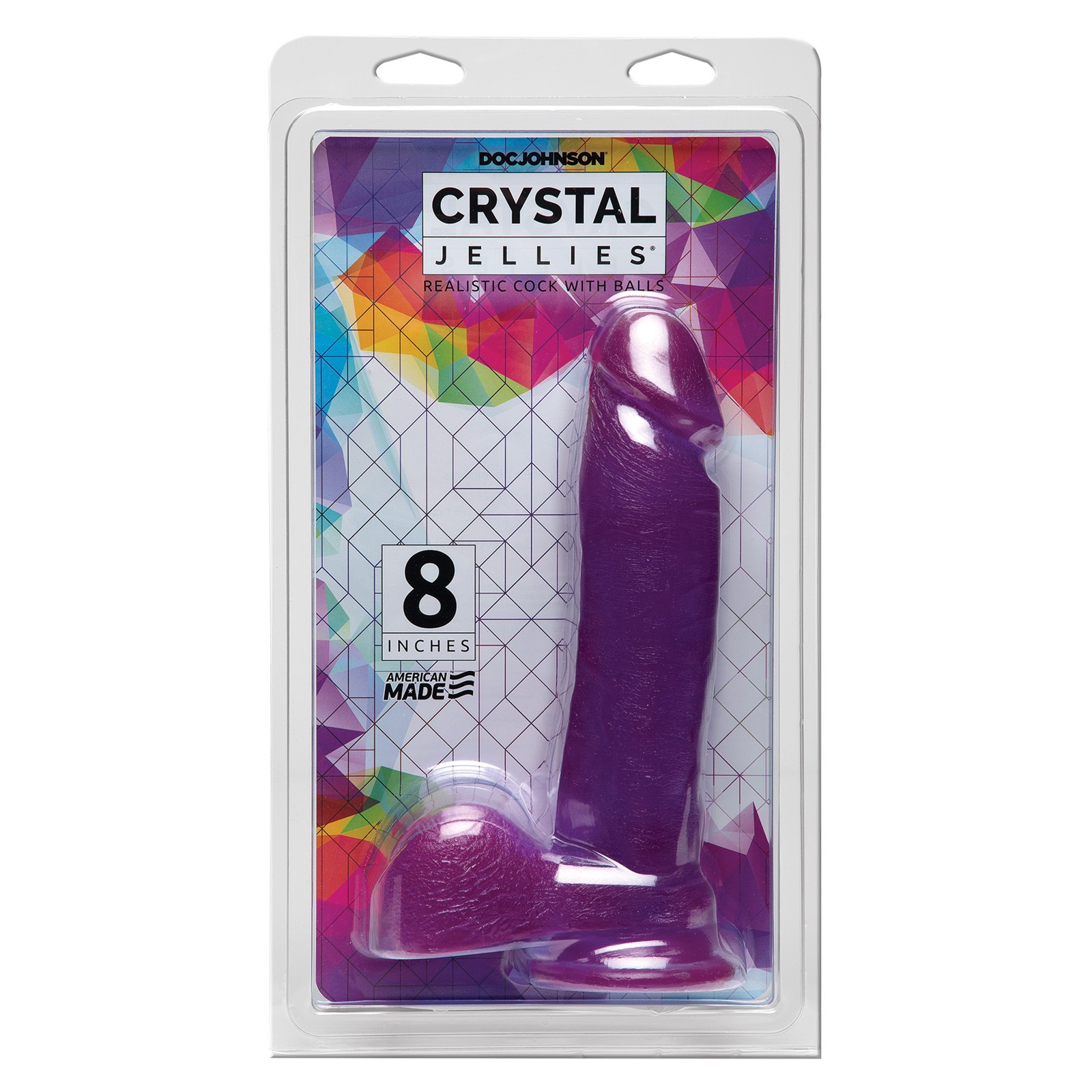 Crystal Jellies 8 Inch Ballsy Cock Purple