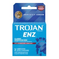 Condones Lubricados Spermicidas Trojan Enz - Caja de 3