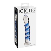 Masajeador de Cristal Soplado a Mano Icicles No. 5 para Placer Premium