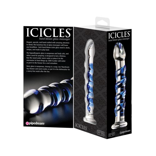 Masajeador de Cristal Soplado a Mano Icicles No. 5 para Placer Premium