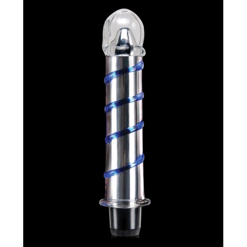 Icicles No. 20 Hand Blown Glass Vibrator - Clear with Blue Swirls