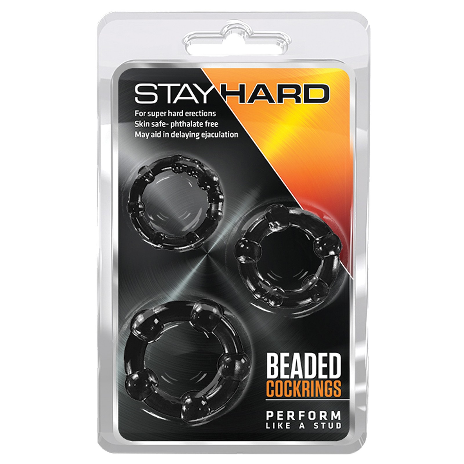 Blush Stay Hard Beaded Cock Rings 3 Pack Black