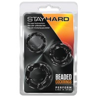 Blush Stay Hard Beaded Cock Rings 3 Pack Black