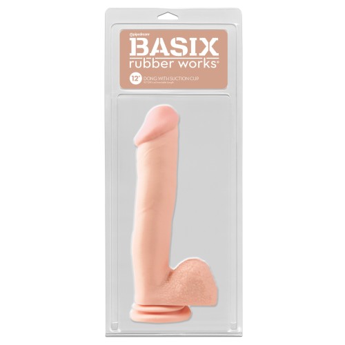 Basix Rubber Works 12" Dong with Suction Cup - Flesh