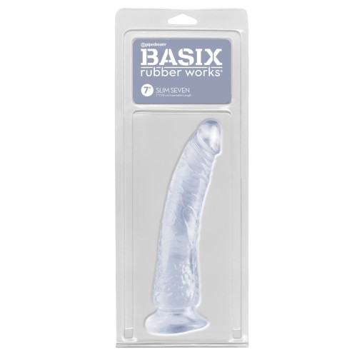 Dong Slim de 7 pulgadas Basix Rubber Works Transparente - Herramienta de Placer