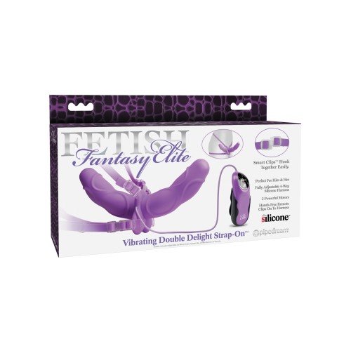 Fetish Fantasy Elite Vibrating Double Delight Strap On - Purple