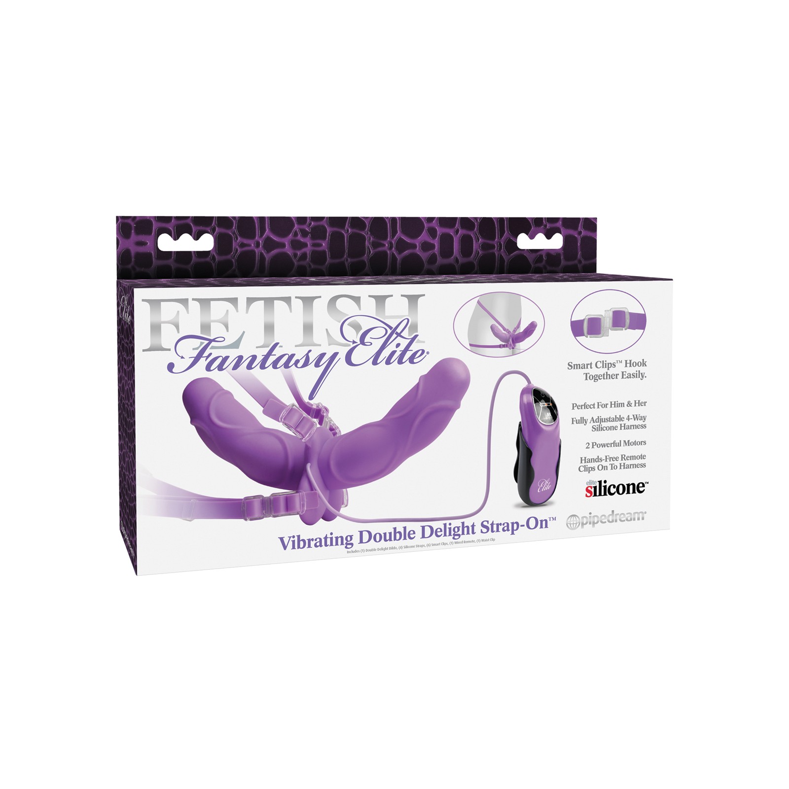 Fetish Fantasy Elite Vibrating Double Delight Strap On - Purple